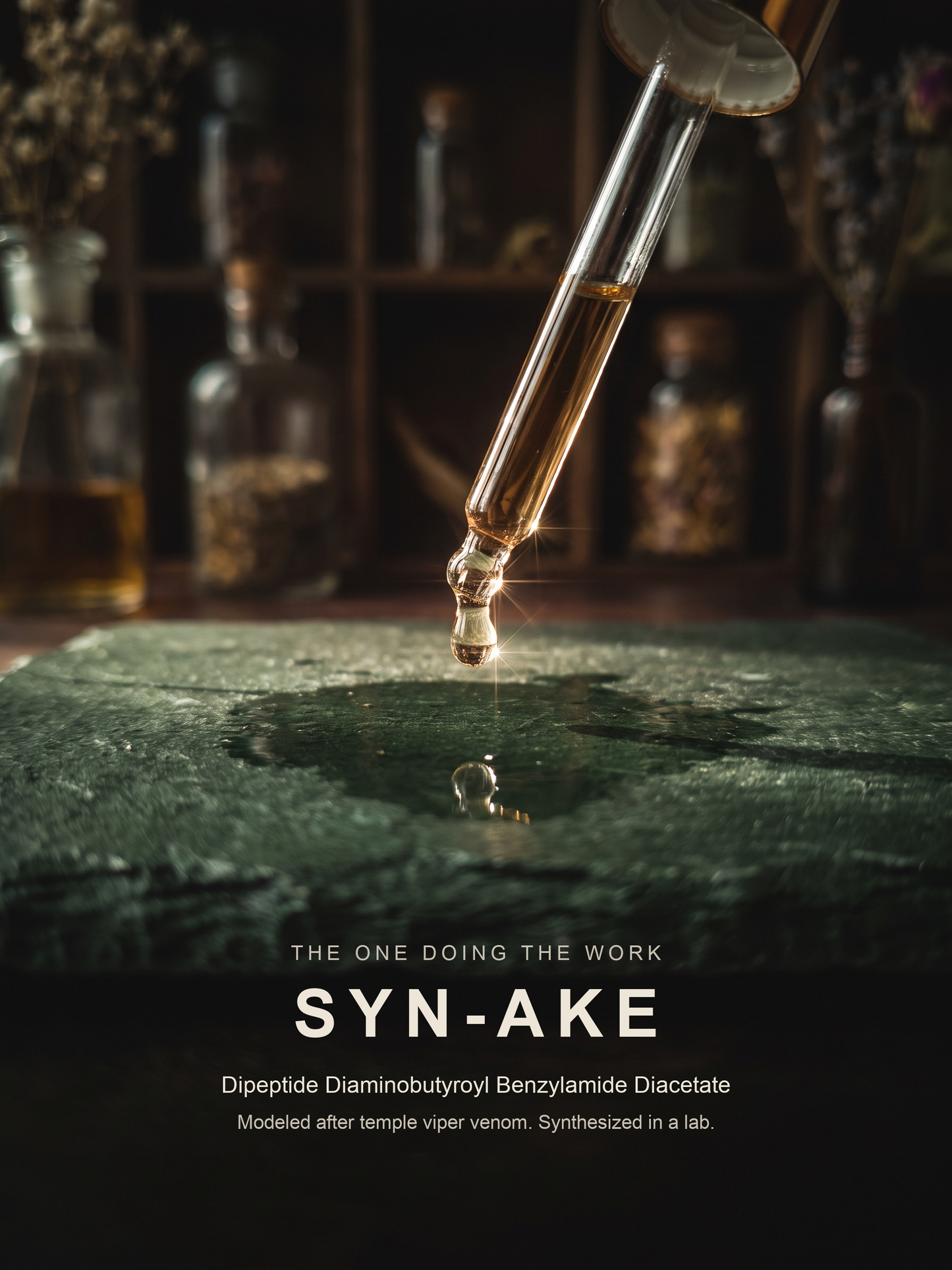 Ingredient card: Syn-ake, Dipeptide Diaminobutyroyl Benzylamide Diacetate, modeled after temple viper venom
